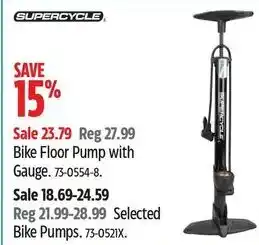 Canadian Tire SUPERCYCLE Bike Floor Pump with Gauge 73-0554-8 offer