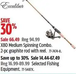 Canadian Tire Excalibur X80 Medium Spinning Combo. 2-pc graphite rod with reel. 77-7474-8 offer