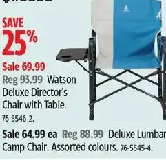 Canadian Tire WOODS Watson Deluxe Director's Chair with Table. 76-5546-2. offer