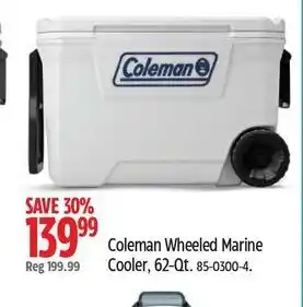 Canadian Tire Coleman Wheeled Marine Cooler, 62-Qt. 85-0300-4. offer