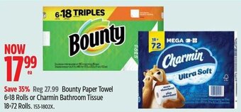 Canadian Tire Bounty Paper Towel 6-18 Rolls or Charmin Bathroom Tissue 18-72 Rolls. offer