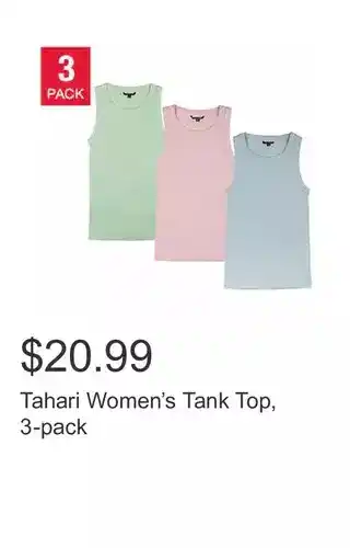Costco Tahari women’s tank top, 3-pack offer
