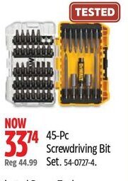 Canadian Tire DEWALT 45-Pc Screwdriving Bit set 54-0727-4 offer