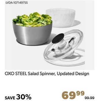 Shopper+ Oxo steel salad spinner, updated design offer