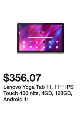 Newegg Lenovo yoga tab 11, 11 ips touch 400 nits, 4gb, 128gb, android 11 offer