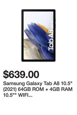 Newegg Samsung galaxy tab a8 10.5 (2021) 64gb rom + 4gb ram 10.5 wifi only tablet (gray) - international version offer