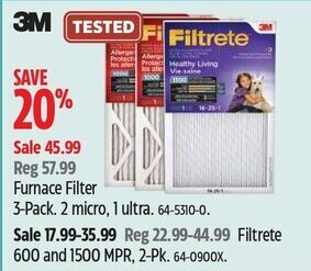 Canadian Tire Furnace Filter 3-Pack. 2 micro, 1 ultra. offer