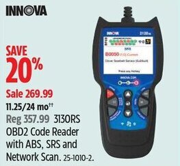 Canadian Tire 3130RS OBD2 Code Reader with ABS, SRS and Network Scan. offer