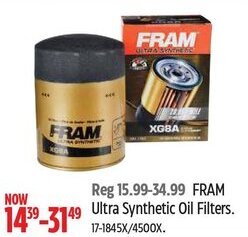 Canadian Tire FRAM Ultra Synthetic Oil Filters. offer