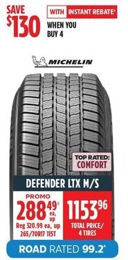 Canadian Tire MICHELIN DEFENDER LTX M/S offer