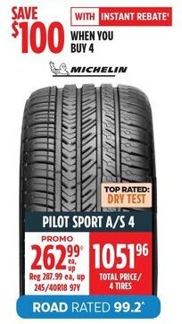 Canadian Tire MICHELIN PILOT SPORT A/S 4 offer