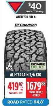 Canadian Tire BFGoodrich ALL-TERRAIN T/A KO2 offer