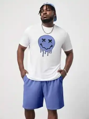 SheIn Extended sizes men cartoon graphic tee & shorts offer