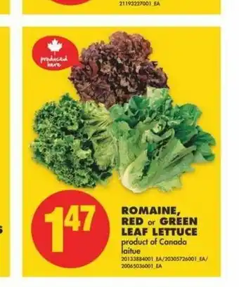 No Frills Romaine, Red or Greem Leaf Lettuce offer