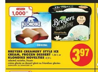 No Frills Breyers Creamery Style Ice Cream, Frozen Dessert or Klondike Novelties offer