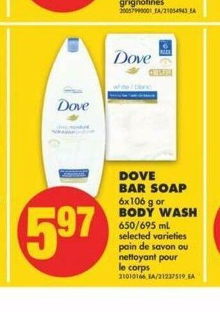 No Frills Dove bar Soap offer