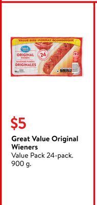 Walmart Great value original wieners offer