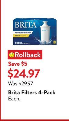 Walmart Brita filters 4-pack offer
