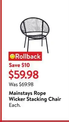 Walmart Mainstays rope wicker stacking chair offer