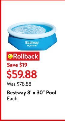 Walmart Bestway 8' x 30 pool offer