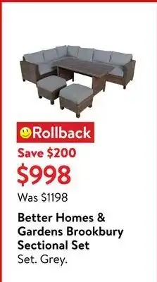 Walmart Better homes & gardens brookbury sectional set offer