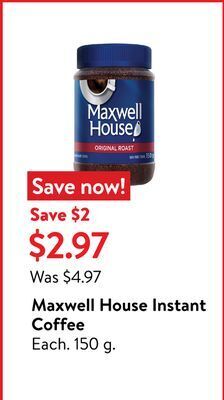 Walmart Maxwell house instant coffee offer