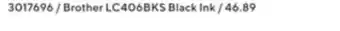 Staples Brother genuine lc406bks black ink offer