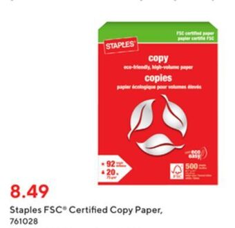Staples Staples fsc-certified copy paper offer