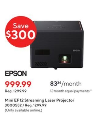 Staples Epson mini ef12 streaming laser projector offer