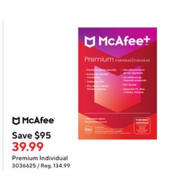 Staples Mcafee+ premium individual offer