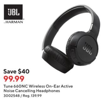 Staples Jbl tune 660nc wireless on-ear active noise cancelling headphones offer
