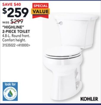 Lowe's Kohler highline 2-piece toilet offer
