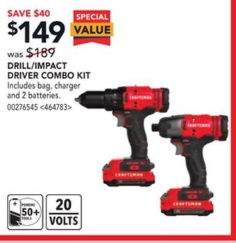 Lowe's Craftsman drill/impact driver combo kit offer