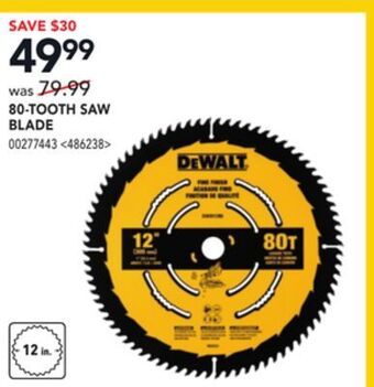 Lowe's Dewalt 80-tooth saw blade offer