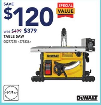 Lowe's Dewalt table saw offer