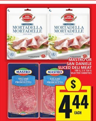 Food Basics Mastro or san daniele sliced deli meat offer