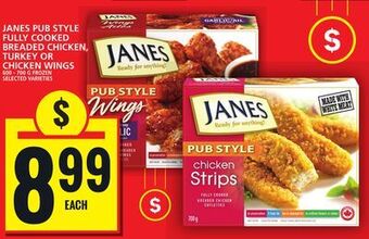 Food Basics Janes pub style fully cooked breaded chicken, turkey or chicken wings offer
