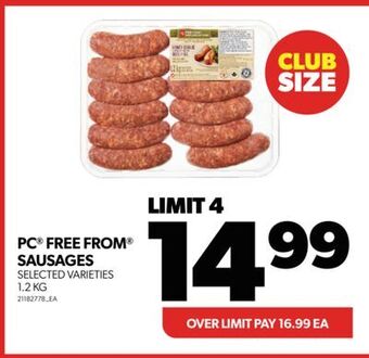 Real Canadian Superstore Pc® free from® sausages, 1.2 kg offer