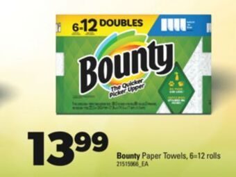 Real Canadian Superstore Bounty paper towels, 6=12 rolls offer