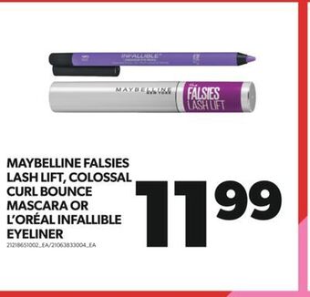 Real Canadian Superstore Maybelline falsies lash lift, colossal curl bounce mascara or l'oréal infallible eyeliner offer