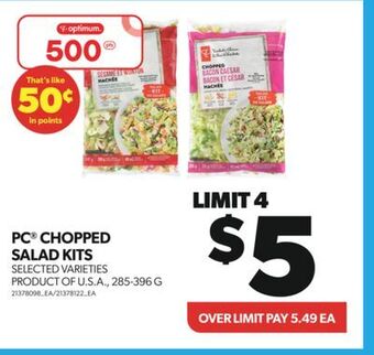 Real Canadian Superstore Pc® chopped salad kits offer