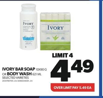 Real Canadian Superstore Ivory bar soap 10x90 g or body wash 621 ml offer