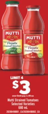 Real Canadian Superstore Mutti strained tomatoes, 680 ml offer