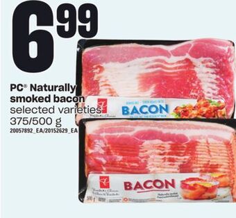 Loblaws Pc naturally smoked bacon 375/500 g offer
