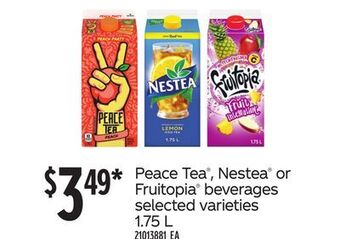 Loblaws Peace tea, nestea or fruitopia beverages 1.75 l offer