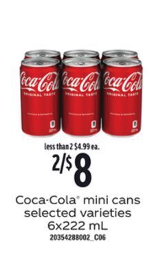 Loblaws Coca-cola mini cans 6x222 ml offer
