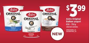 Loblaws Astro original balkan yogurt 650 - 750 g offer