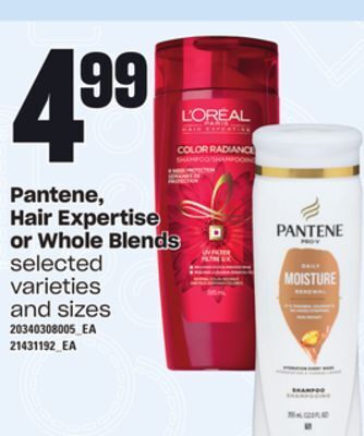 Loblaws Pantene, hair expertise or whole blends offer