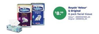 Loblaws Royale velour & original 6 pack facial tissue offer