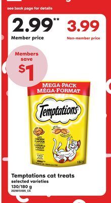 Loblaws Temptations cat treats, 130/180 g offer